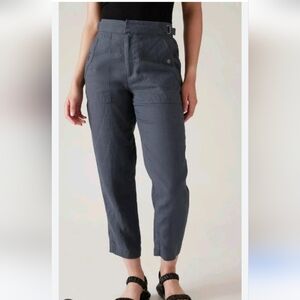 Athleta Voyager Linen Crop Pant Size 6 In Granite High Rise Measurements in pic